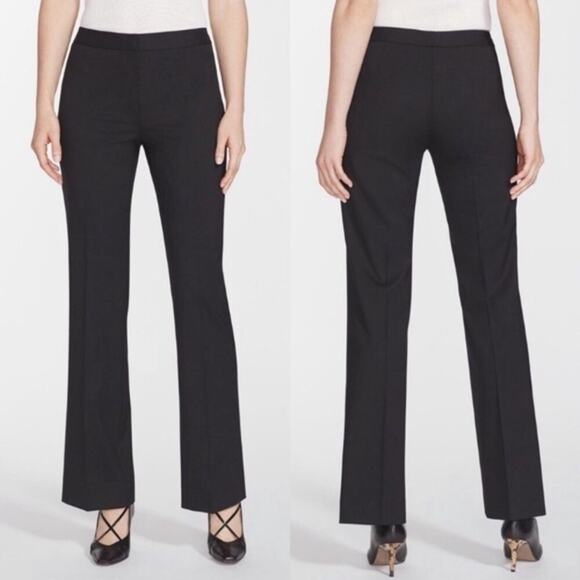 Lafayette 148 Black Dress Pants Size 12 Stretch Wool Straight Leg - Picture 1 of 9